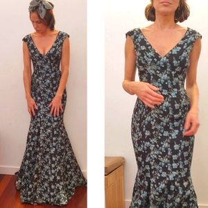 Nwt Zac Posen $1300 Oscars Hollywood glam Gothic floral gown 2